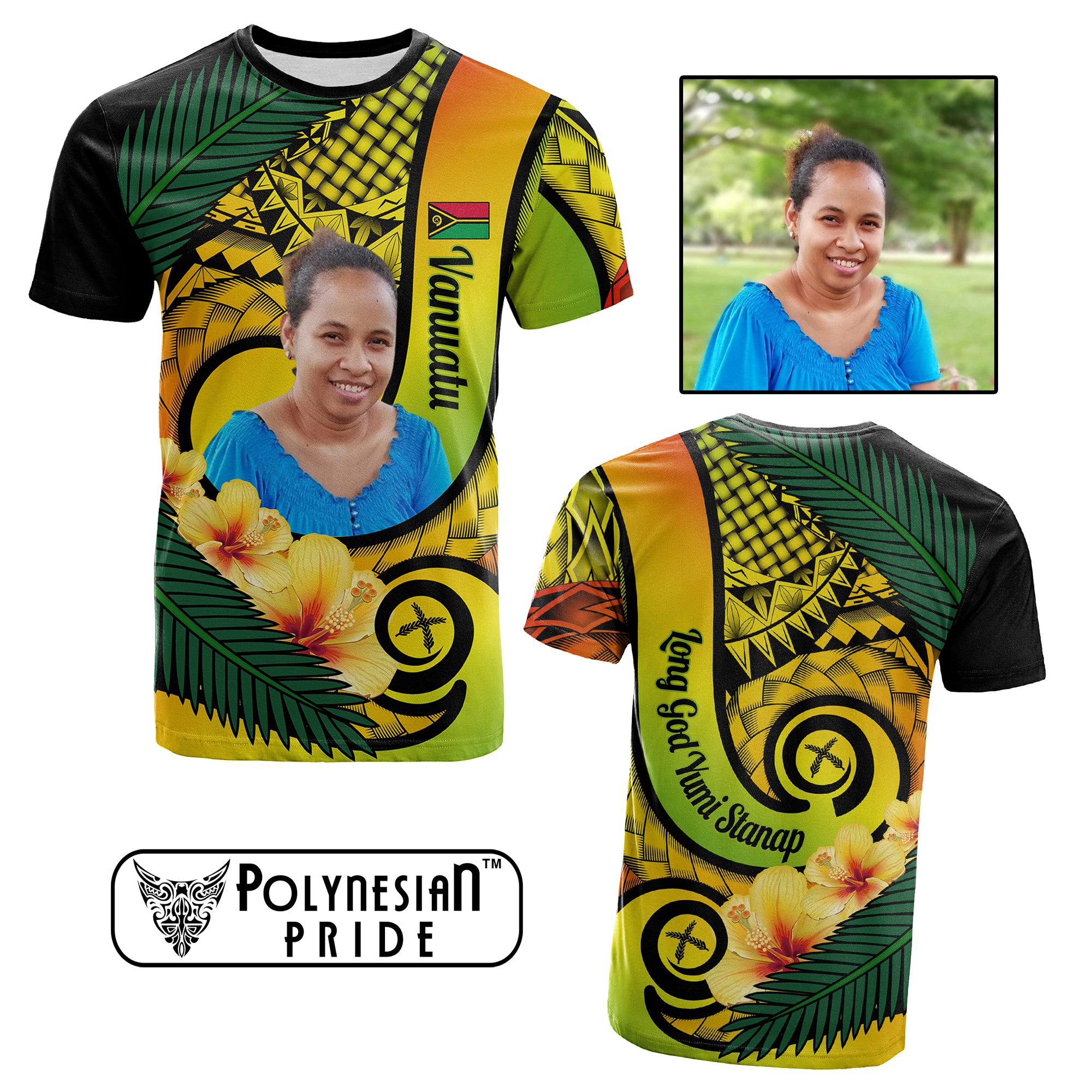 Custom Photo Vanuatu Indipendens Dei T Shirt Provinces Flag Long God Yumi Stanap CTM14