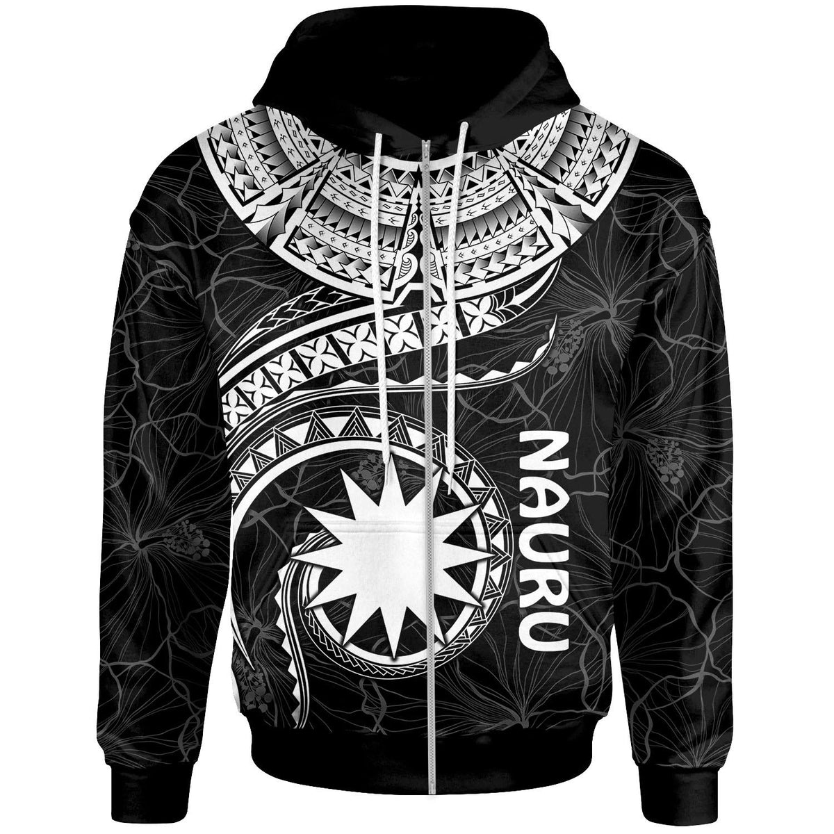 Nauru Polynesian Hoodie Nauru Waves (White)