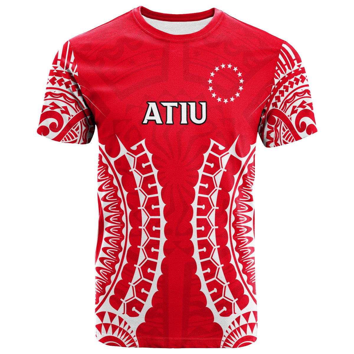 Cook Islands Atiu T Shirt Tribal Pattern LT12 Red - Polynesian Pride