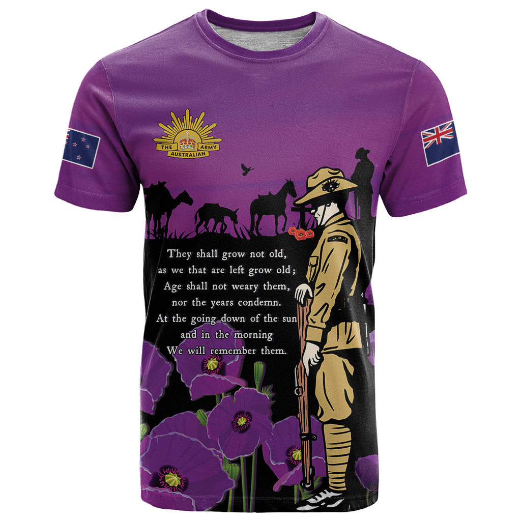 New Zealand ANZAC Soldier and War Animals T Shirt We Will Remember Them LT15