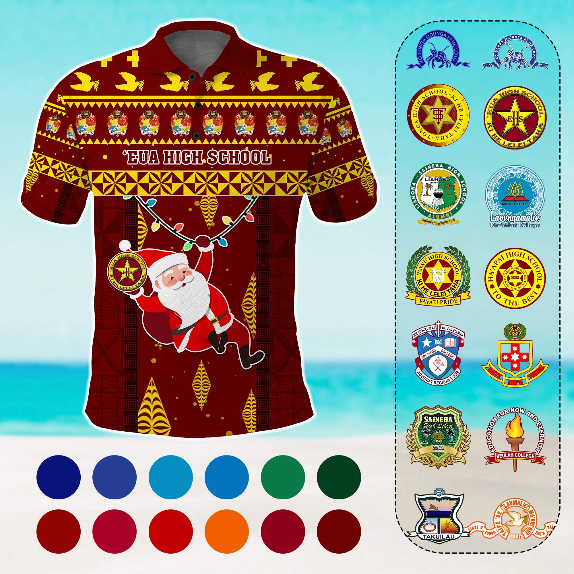 Custom Christmas Tonga Schools Polo Shirt Santa Claus Logo CTM05 - Polynesian Pride