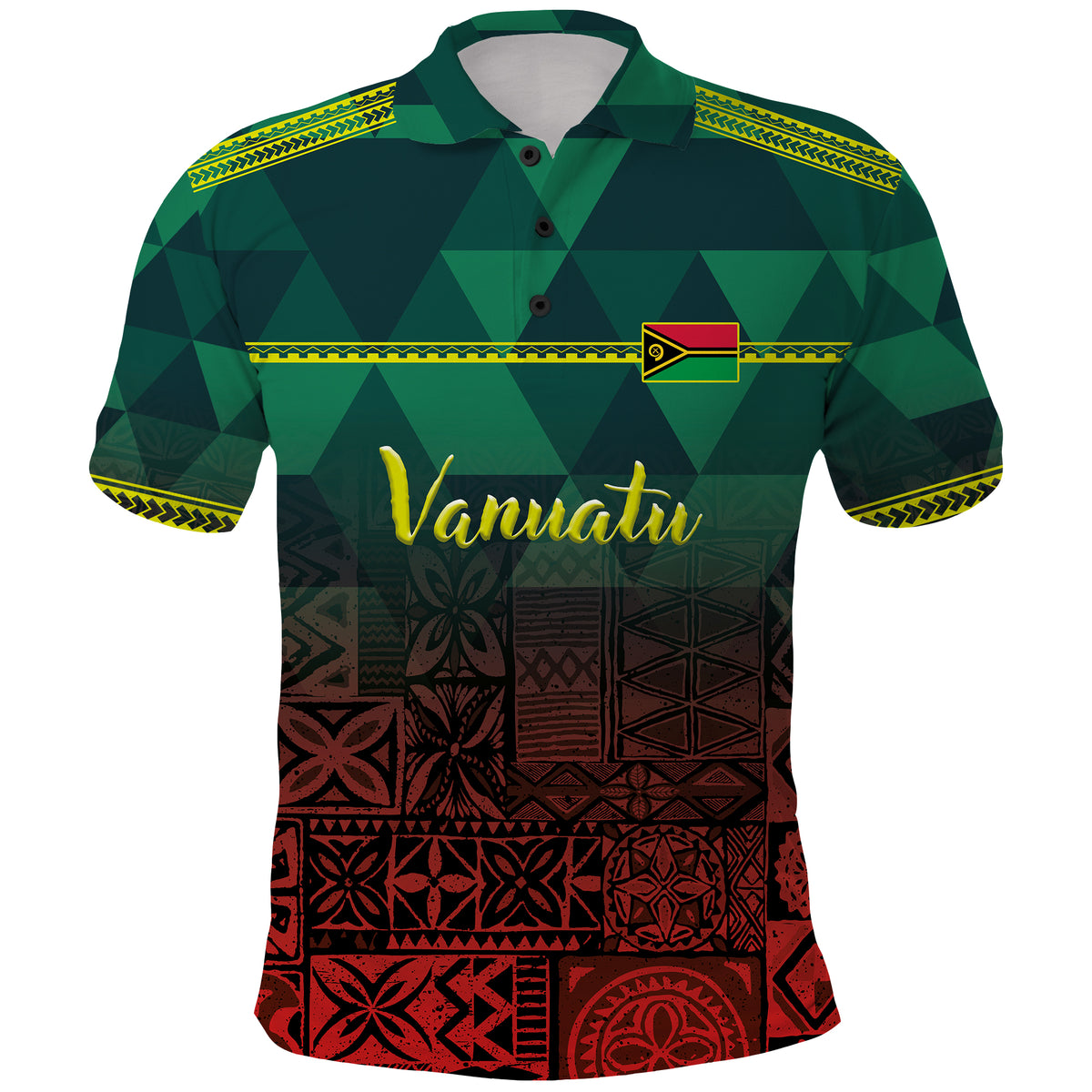 Micronesia Vanuatu With Tapa Tribal Pattern and Triangle Geometric LT03