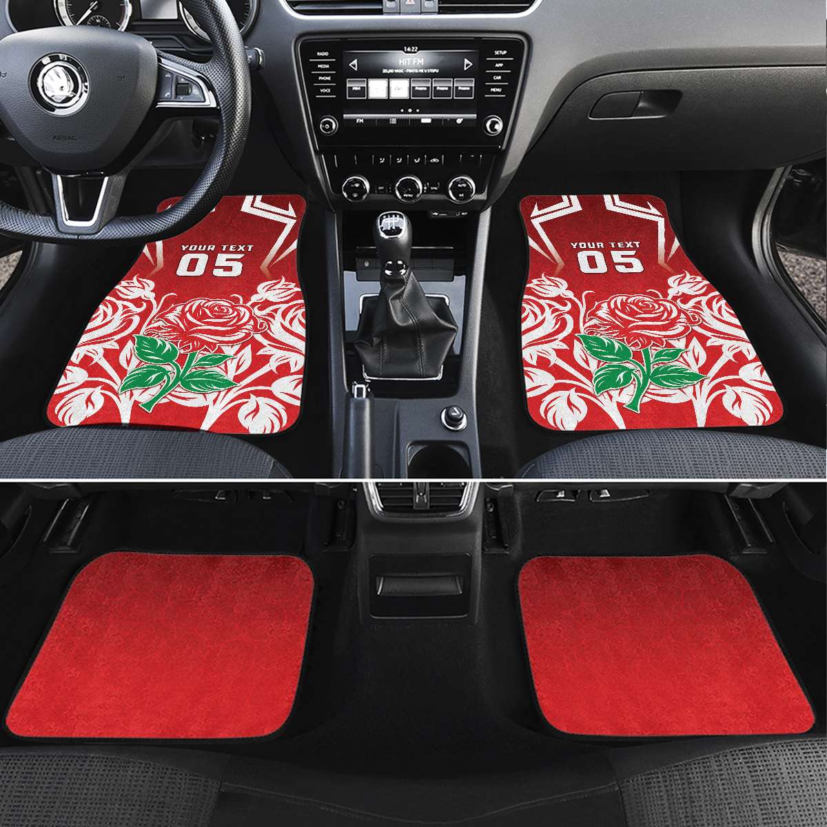 Custom England Rugby Car Mats Red Rose LT05 Red - Polynesian Pride