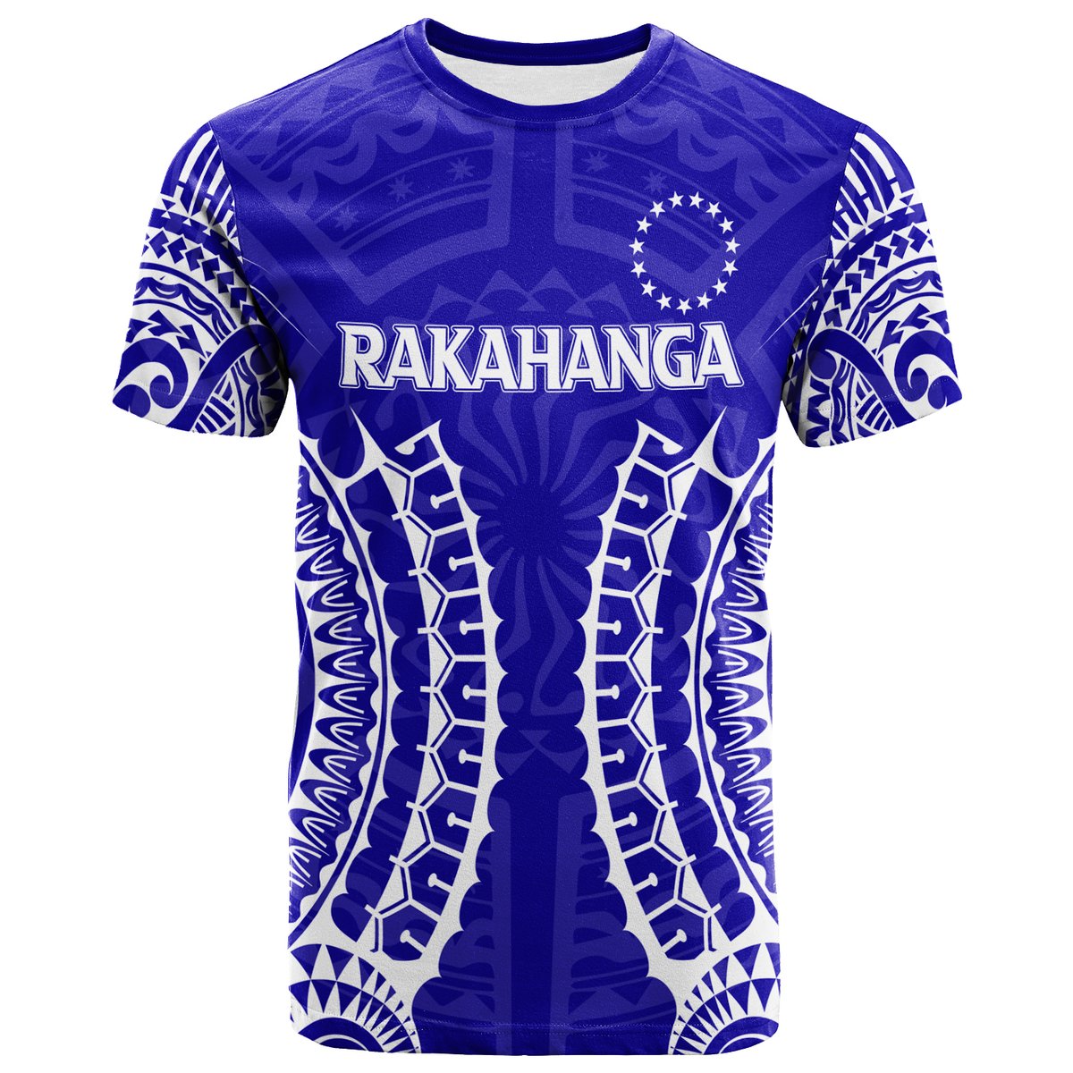 Custom Cook Islands Rakahanga T Shirt Tribal Pattern LT12 Blue - Polynesian Pride