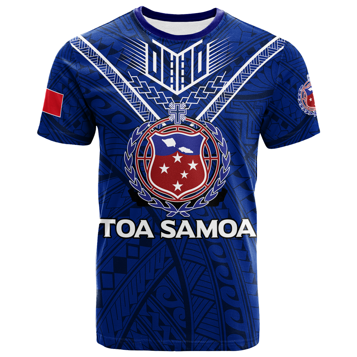Toa Samoa Rugby T Shirt Samoan Warrior Pride LT12 Blue - Polynesian Pride