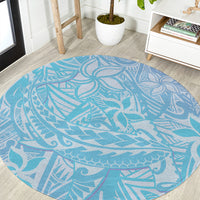 Baby Blue Gradient Polynesia Round Carpet Hawaiian Tribal Hammerhead Shark Tattoo LT14 Baby Blue - Polynesian Pride