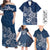 Hawaii Family Matching Outfits Polynesia Off Shoulder Maxi Dress And Shirt Family Set Clothes Plumeria Navy Curves LT7 Blue - Polynesian Pride
