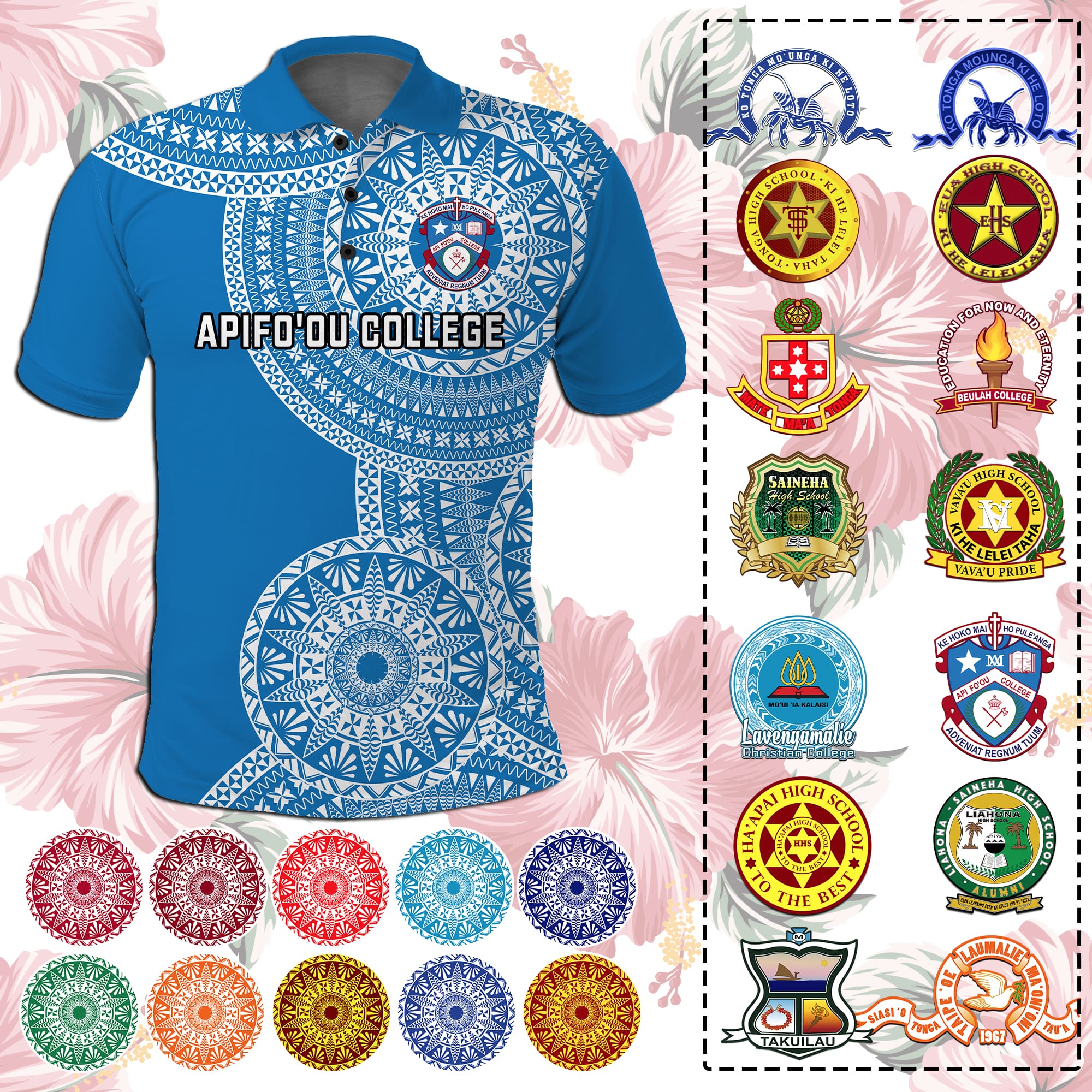 Custom Tonga Schools Polo Shirt Tongan Schools Logo With Ngatu Pattern CTM14 - Polynesian Pride