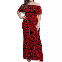 Polynesian Matching Dress and Hawaiian Shirt Tattoo Plumeria Red LT14 - Polynesian Pride