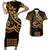 Kakau Hawaiian Polynesian Couples Matching Outfits Combo Bodycon Dress And Hawaii Shirt Gold LT6 - Polynesian Pride
