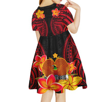 Papua New Guinea Short Sleeve Dress KID PNG Bird Of Paradise Polynesian Pattern LT14