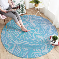 Baby Blue Gradient Polynesia Round Carpet Hawaiian Tribal Hammerhead Shark Tattoo LT14 - Polynesian Pride