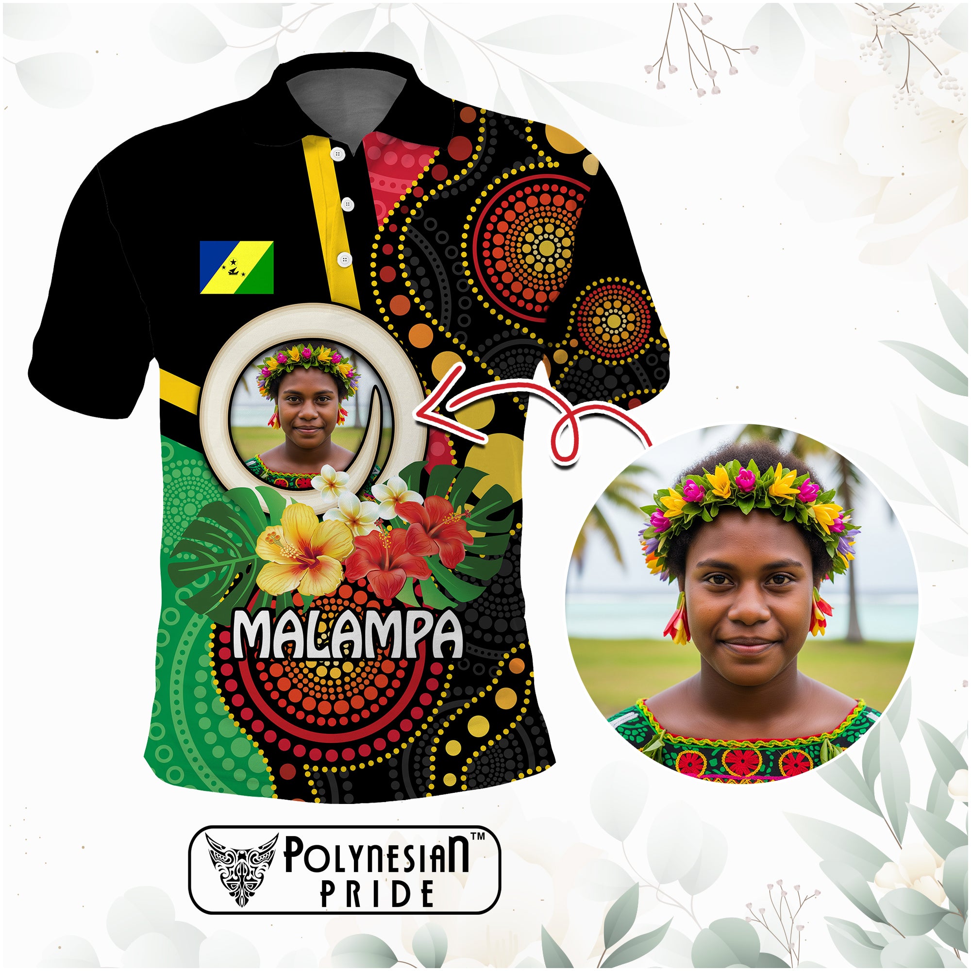 Custom Photo Vanuatu Independence Day Polo Shirt Yumi Yumi Yumi Flag With Aboriginal Pattern CTM14