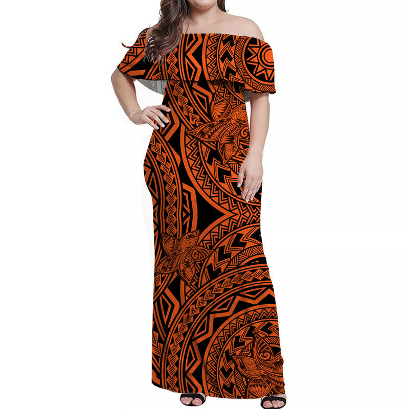 Polynesian Pride Hawaiian Shirt Polynesia Tribal Tattoo Plumeria Orange LT14 Women Orange - Polynesian Pride