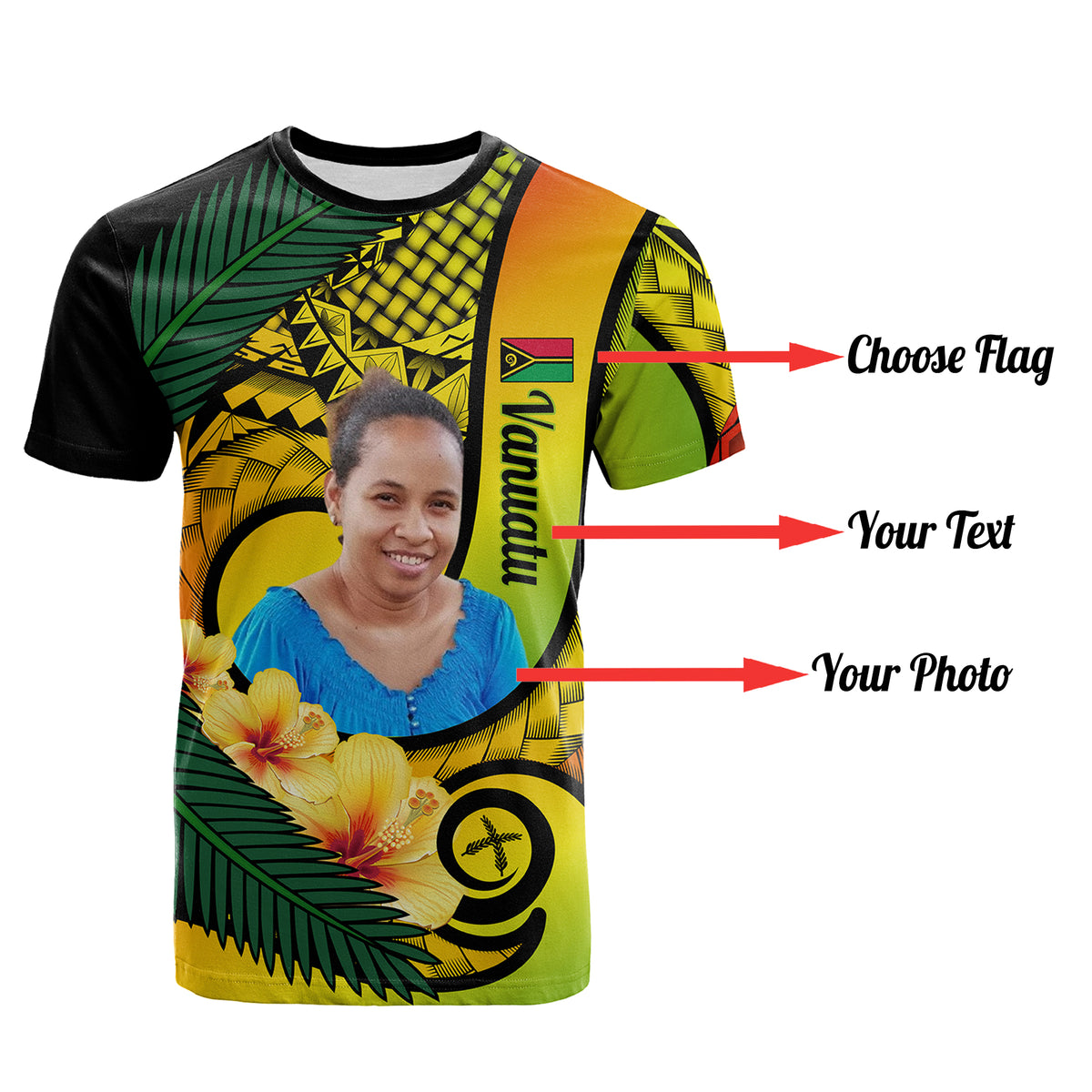 Custom Photo Vanuatu Indipendens Dei T Shirt Provinces Flag Long God Yumi Stanap CTM14