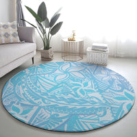 Baby Blue Gradient Polynesia Round Carpet Hawaiian Tribal Hammerhead Shark Tattoo LT14 - Polynesian Pride