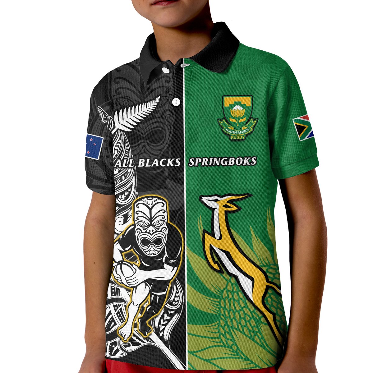 (Custom Personalised) New Zealand And Ireland Rugby Baseball Jersey All Black Maori Mix Shamrocks Ver.01 LT14