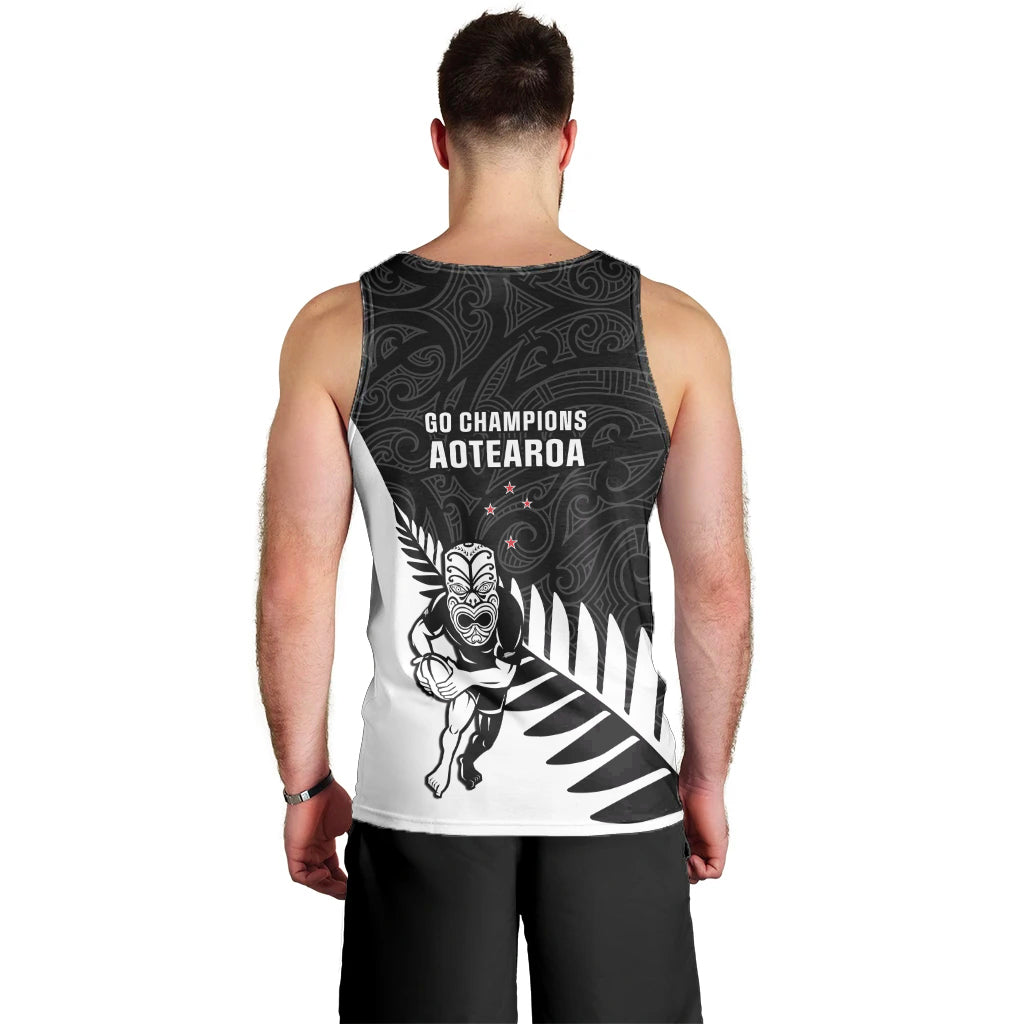 New Zealand Silver Fern Rugby Men Tank Top All Black Go Champions Maori Pattern LT14