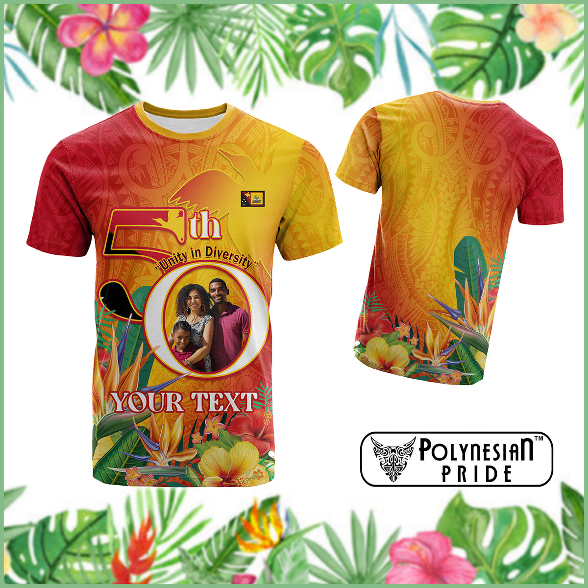 Polynesian Pride Papua New Guinea Independence T Shirt  Custom Photo, Plumeria & Provinces Flags CTM14