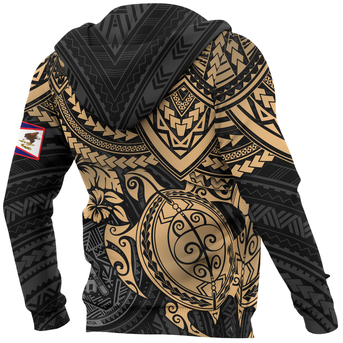American Samoa Polynesian Hoodie Gold Turtle - Polynesian Pride
