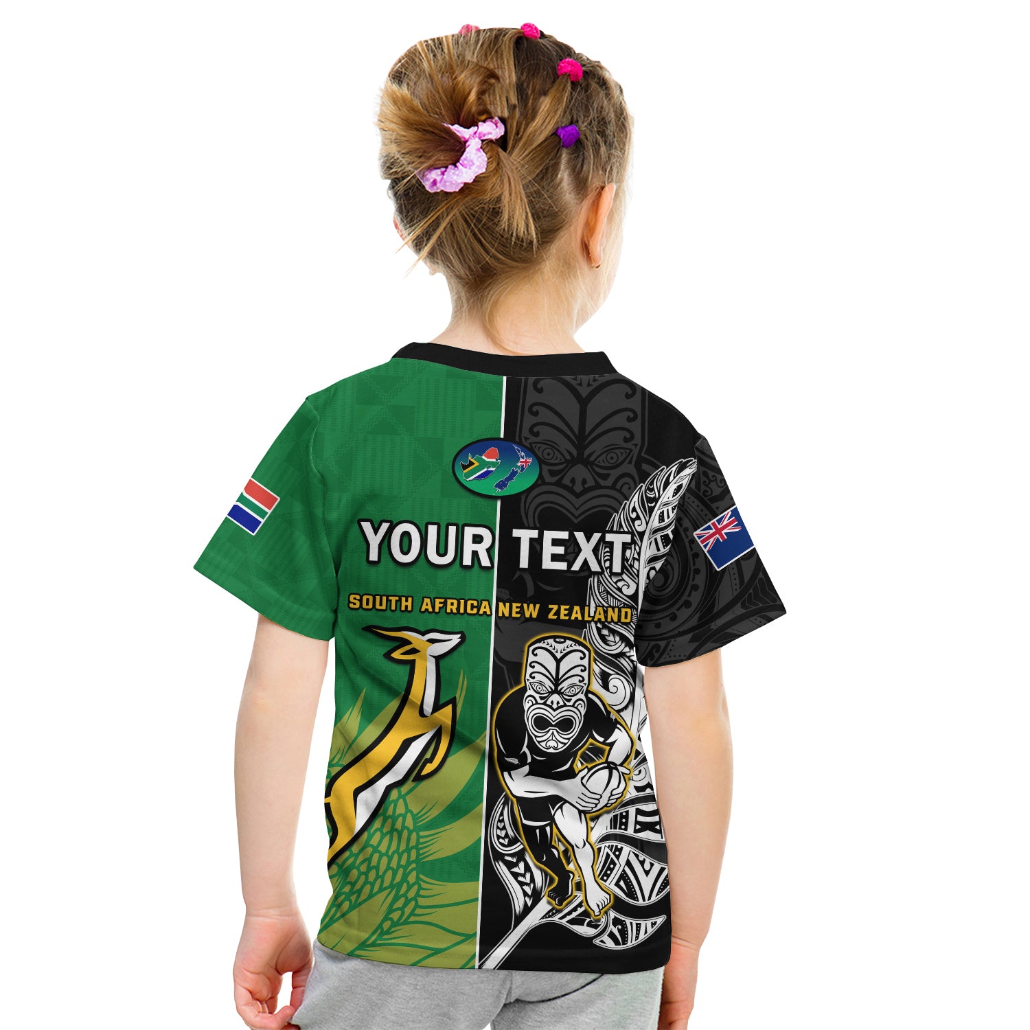 (Custom Personalised) New Zealand Rugby Maori T Shirt Kid Silver Fern Koru Vibes - Green LT8 main image 0