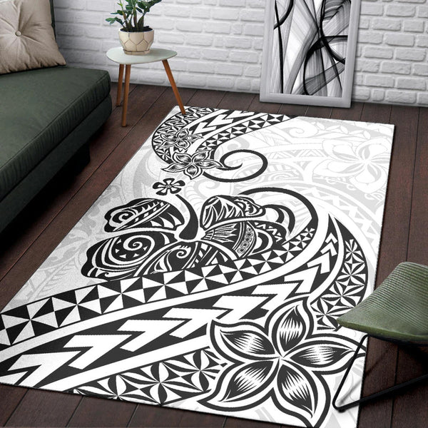 Polynesian Tribal Tattoo Retro Area Rug Black Screen Color LT9
