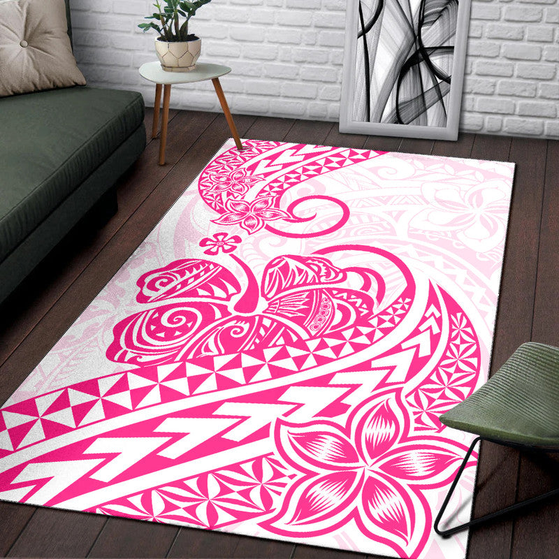 Polynesian Tribal Tattoo Retro Area Rug Pink Screen Color LT9 Pink - Polynesian Pride