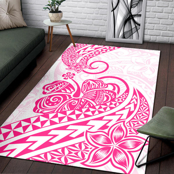 Polynesian Tribal Tattoo Retro Area Rug Pink Screen Color LT9