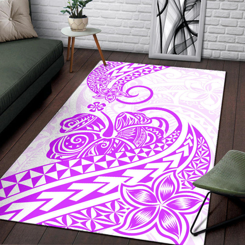 Polynesian Tribal Tattoo Retro Area Rug Purple Screen Color LT9 Purple - Polynesian Pride