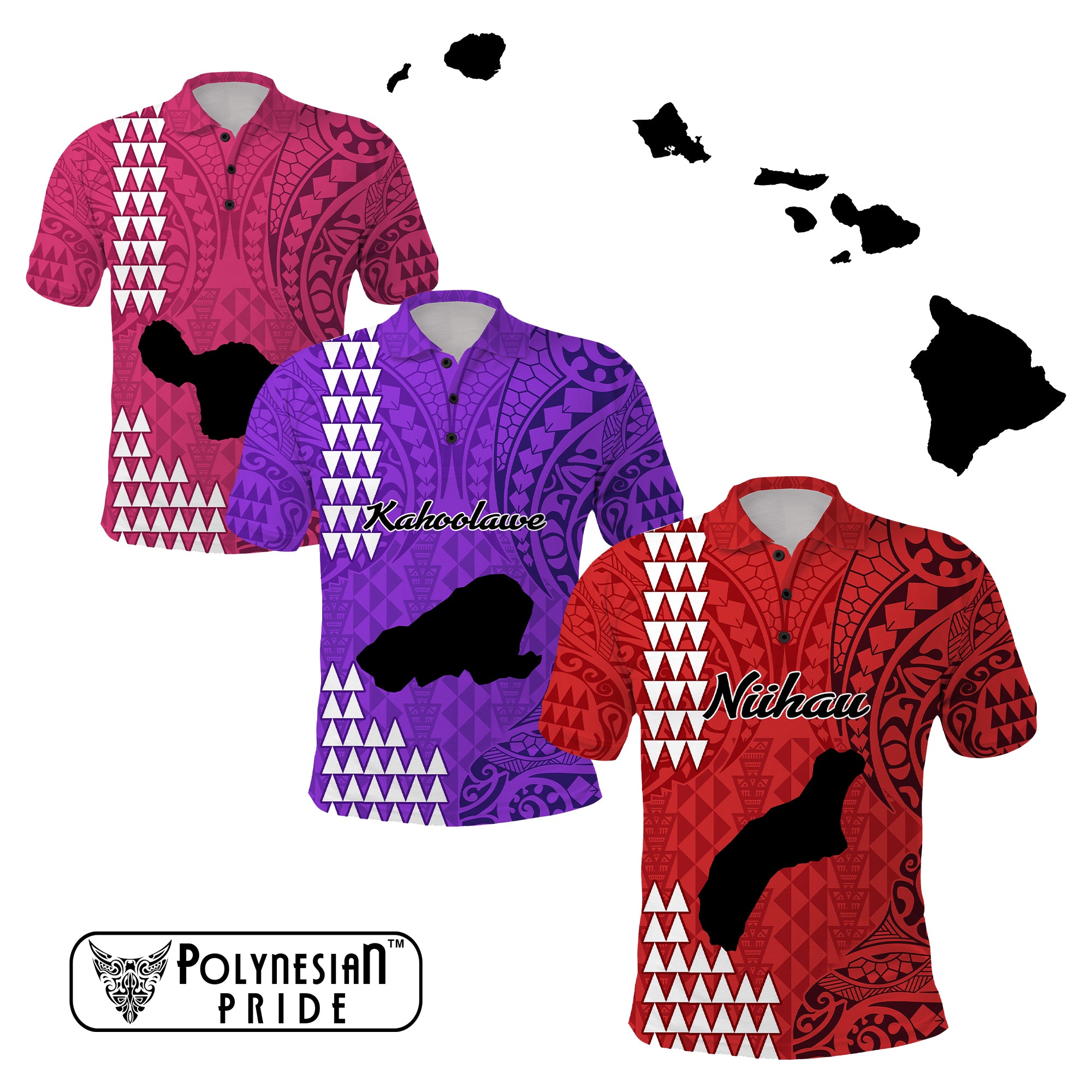 Custom Island of Hawaii Polo Shirt Kakau Mixed Polynesian Tribal CTM09 - Polynesian Pride