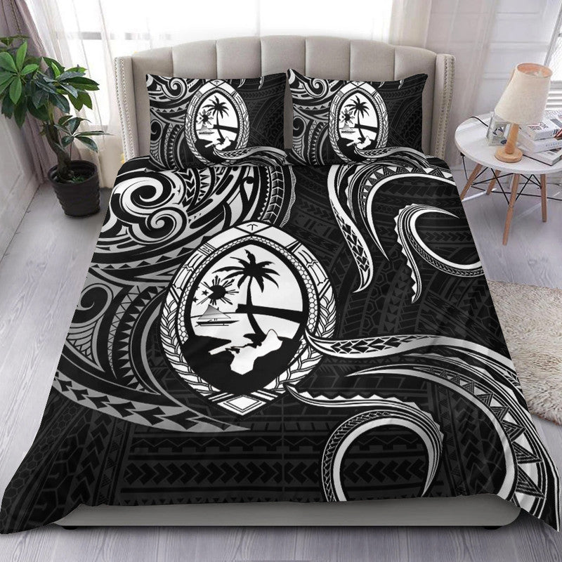 Polynesian Pride Guam With Polynesian Tribal Tattoo and Coat of Arms Bedding Set Black Version LT9 Black - Polynesian Pride