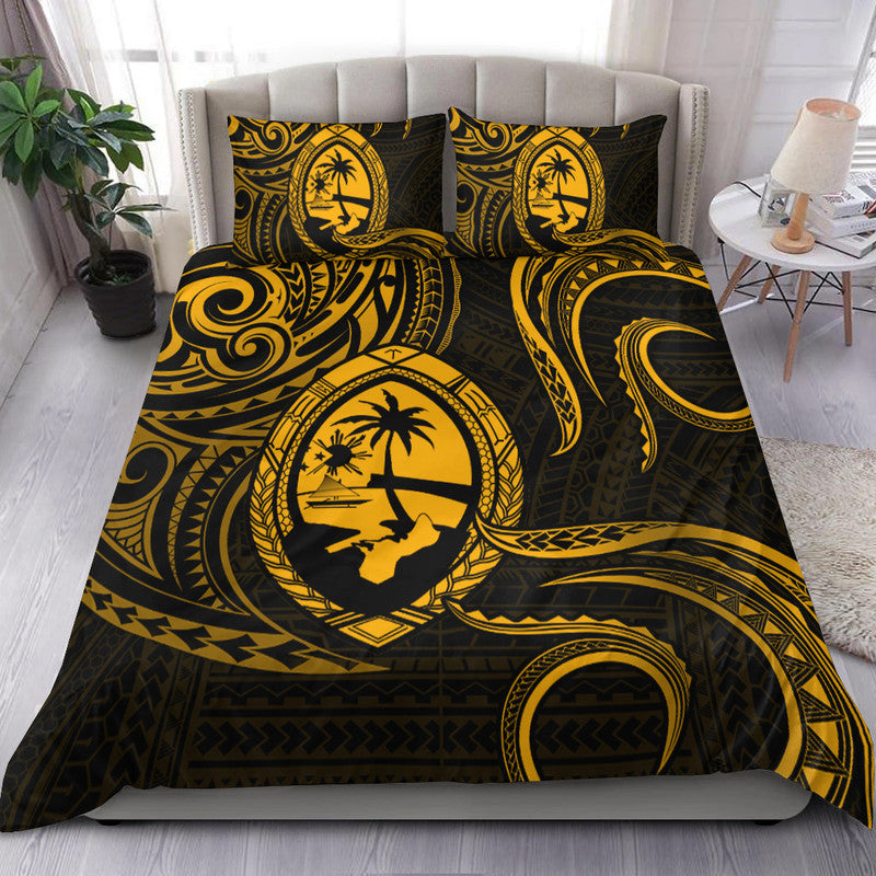 Polynesian Pride Guam With Polynesian Tribal Tattoo and Coat of Arms Bedding Set Gold Version LT9 Gold - Polynesian Pride