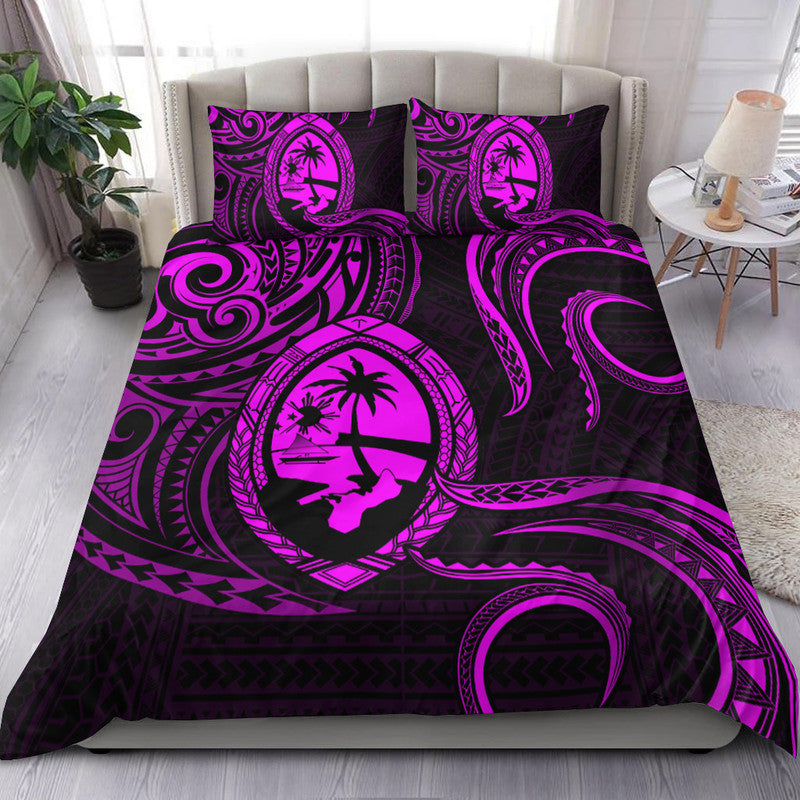 Polynesian Pride Guam With Polynesian Tribal Tattoo and Coat of Arms Bedding Set Purple Version LT9 Purple - Polynesian Pride