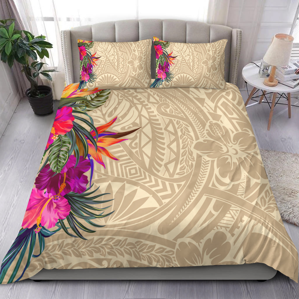 Hawaii Bedding Set Tropical Flowers with Polynesian Pattern LT9 - Polynesian Pride