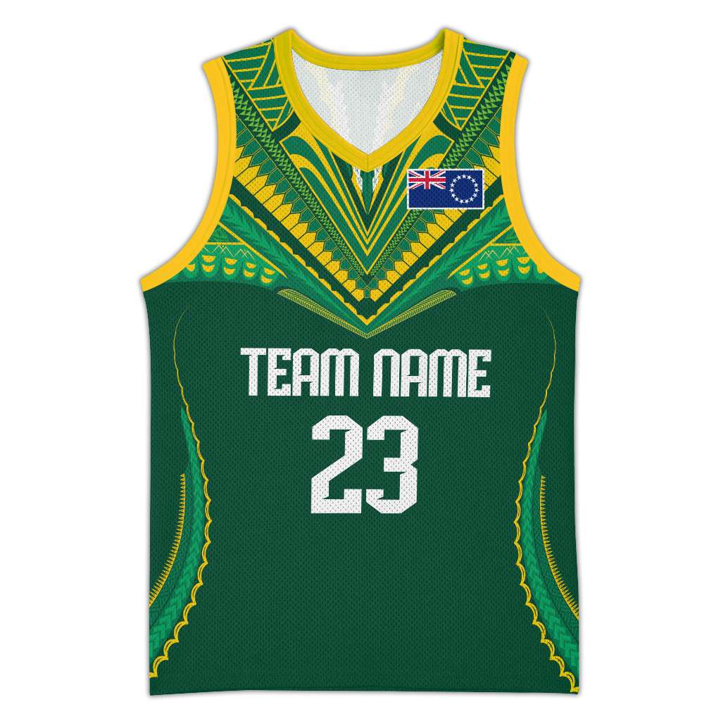 Custom Cook Islands Basketball Jersey Tatau Art Sport Style Green Color