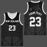 Custom Photo New Zealand Basketball Jersey Maori Moko Tribal Motifs