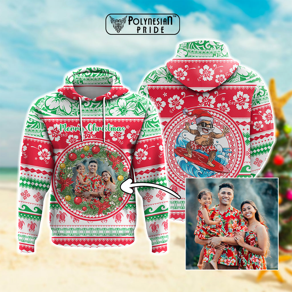 Custom Photo Polynesian Christmas Hoodie - Polynesian Pride