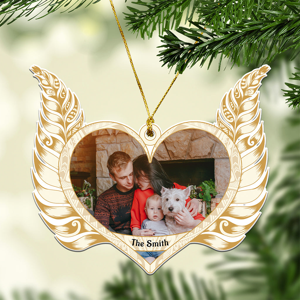 Custom Photo Christmas New Zealand Silver Fern Heart Ceramic Ornament