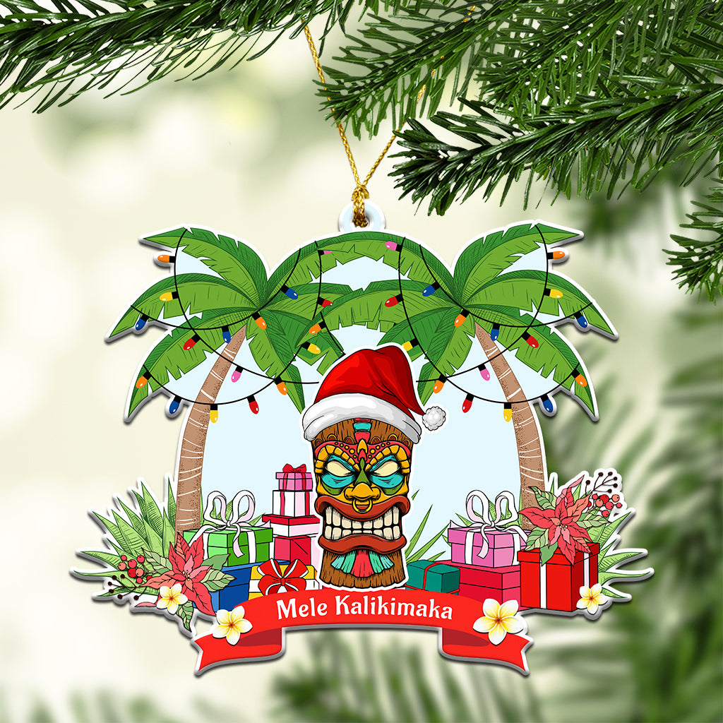 Custom Hawaii Symbols Christmas Ceramic Ornament Mele Kalikimaka