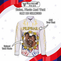 Custom Photo Philippines Independence Day Long Sleeve Button Shirt Maligayang Araw ng Kalayaan Barong Patterns