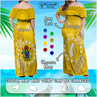 Custom Cook Islands Gospel Day Off Shoulder Maxi Dress Islands Map Plumeria Polynesian Pattern