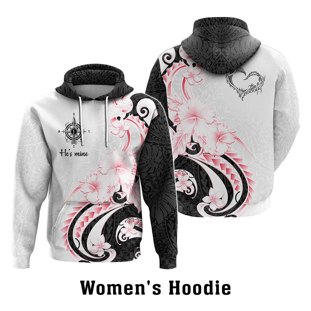 Custom Polynesian Couple National Spouses Day Hoodie Compass Hibiscus Flowers