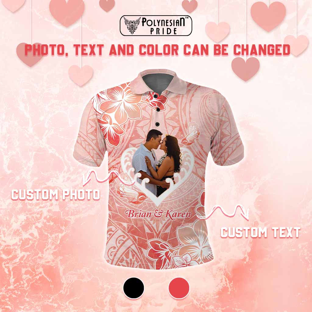 Custom Photo New Zealand Valentine Polo Shirt Maori Hongi With Piwakawaka