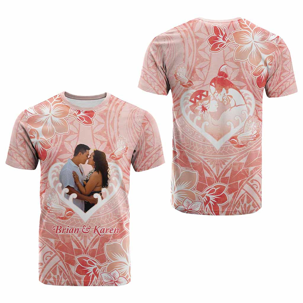 Custom Photo New Zealand Valentine T Shirt Maori Hongi With Piwakawaka