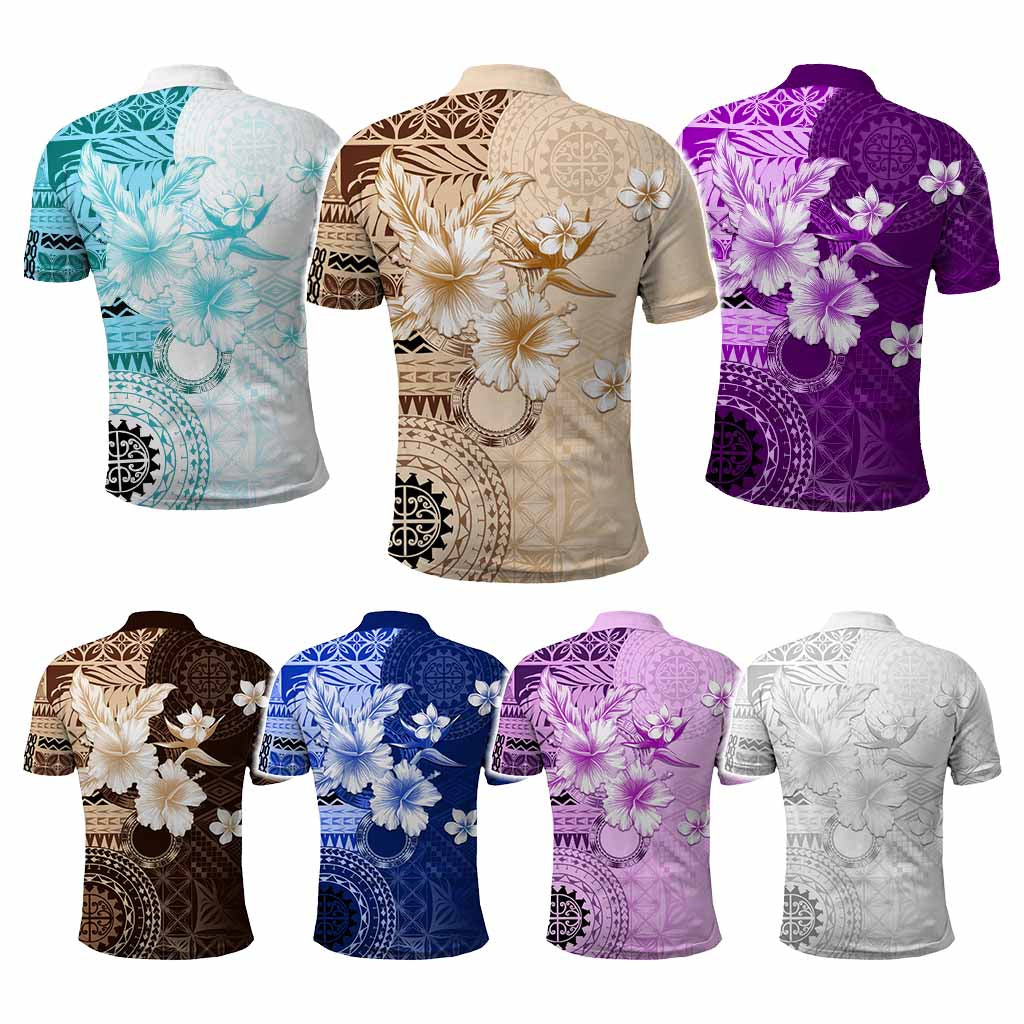 Custom Photo Samoa Polo Shirt Samoa Siapo Pattern With Hibiscus