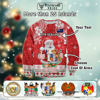 Custom Polynesian Countries Christmas Sweatshirt Santa Coat Of Arms - Polynesian Pride