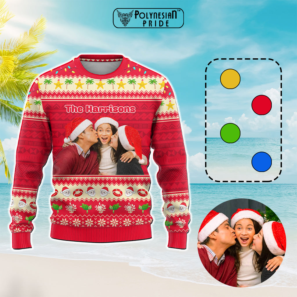 Custom Photo Polynesian Knitted Sweatshirt Beach Style