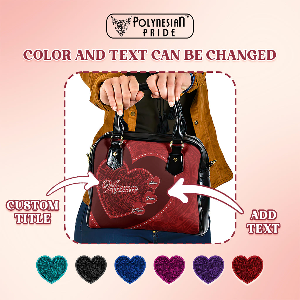 Custom Photo Happy Mother's Day Shoulder Handbag Polynesian Pattern CTM05