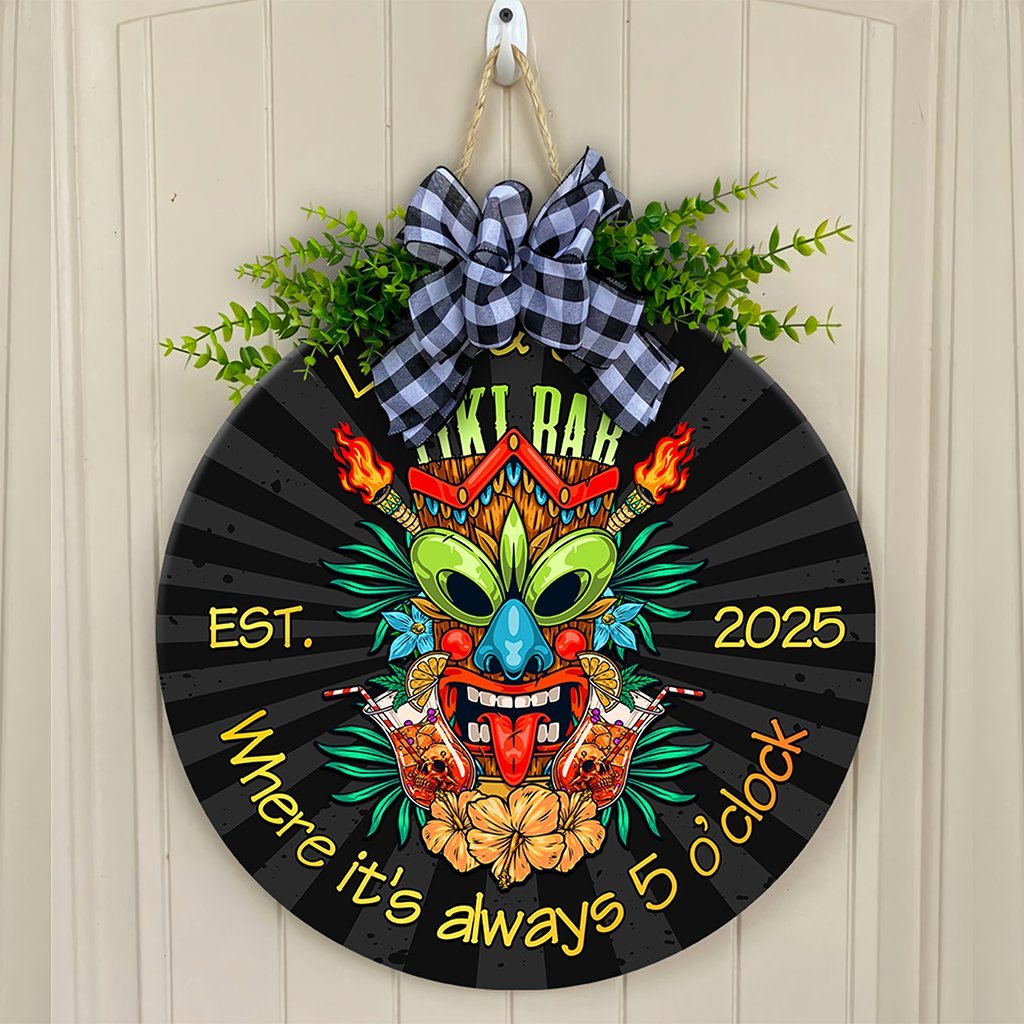 Custom Tiki Bar Hanging Door Sign CTM05 Black - Polynesian Pride