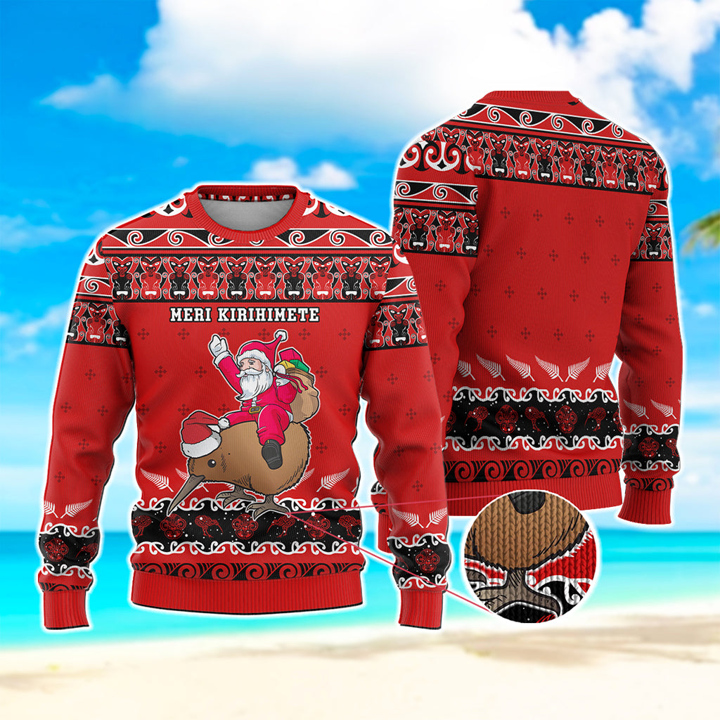 Custom Christmas New Zealand Symbols Knitted Sweatshirt Maori Pattern